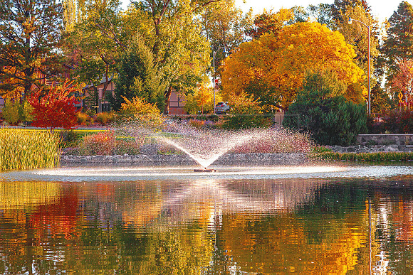 Ashley Pond in fall 5 x 7 greeting card