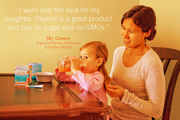 Advertisement for Oxylent Children's vitamin drink, image by Mona Makela.