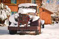 Snowy truck in El Prado, Taos County, New Mexico 5 x 7 greeting card
