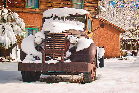 Snowy truck in El Prado, Taos County, New Mexico 5 x 7 greeting card