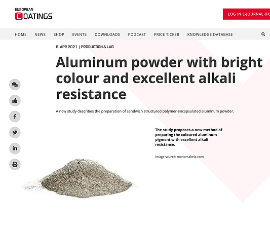 Photo of aluminum powder on European Coatings' website by Mona Makela